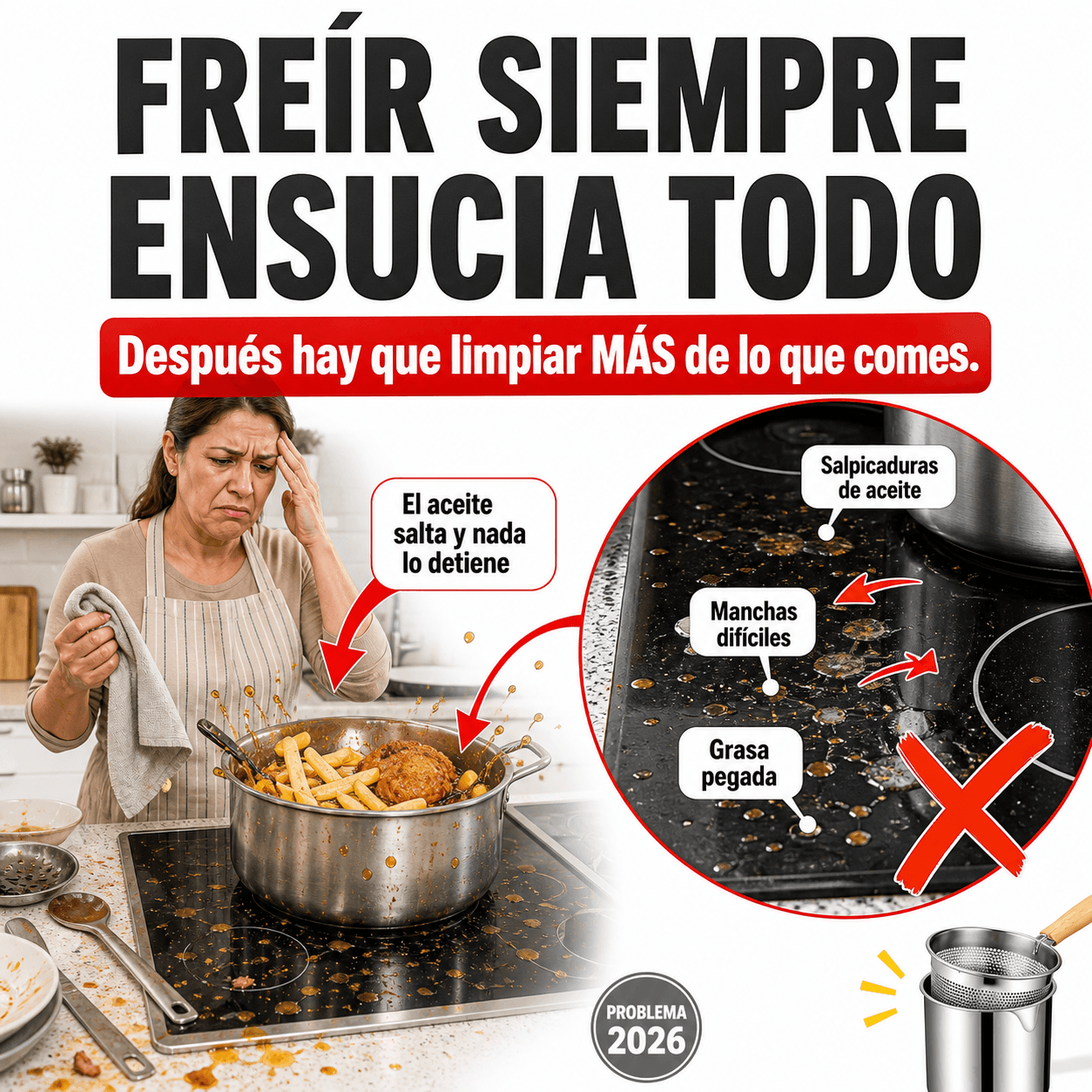 Olla con Colador Acero Inoxidable Antiadherente