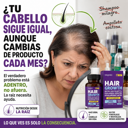 Cápsulas de Crecimiento Capilar con Ácido Hialurónico y Keratina