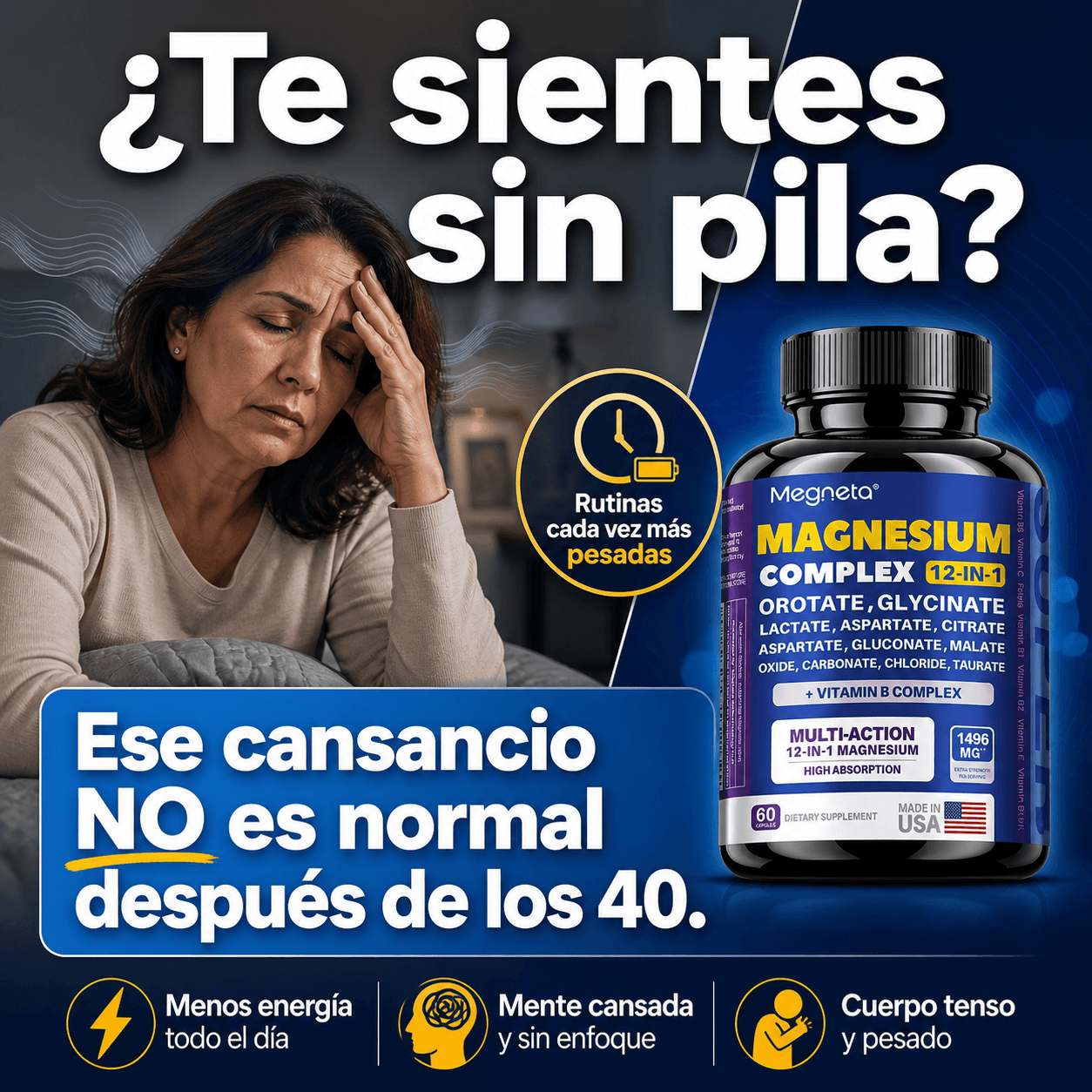 Suplemento de Magnesio Complejo 12-en-1 Alta Absorción