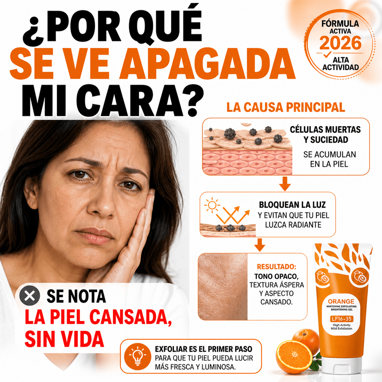 Gel Exfoliante Blanqueador de Naranja Alta Actividad