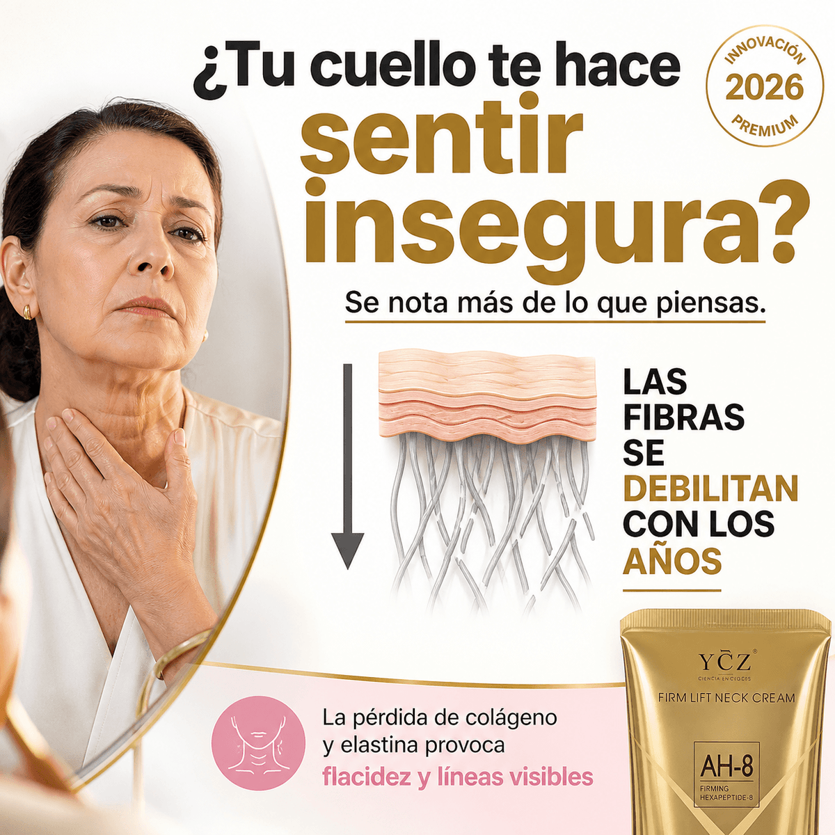 YÇZ® Crema Reafirmante Cuello con AH-8 120g