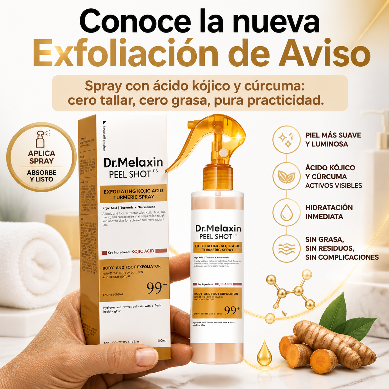 Dr.Melaxin® Spray Exfoliante Turmeric 200ml