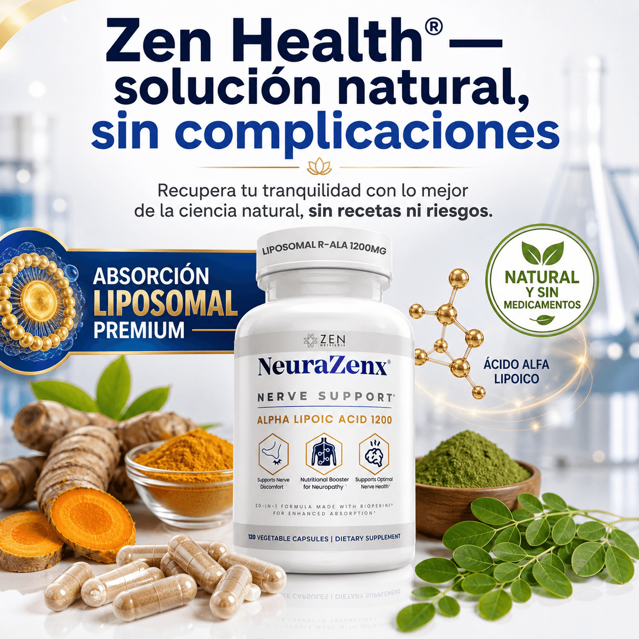 Zen Health® Cápsulas de Soporte Nervioso 120 Cápsulas