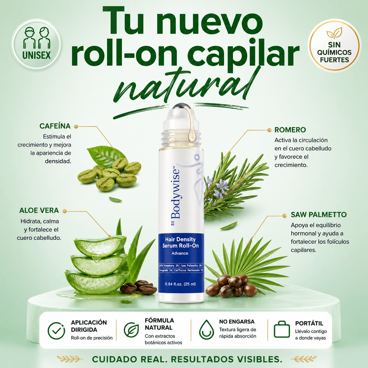 Be Bodywise® Sérum Capilar Roll-On 25 ml con Hierbas Activas