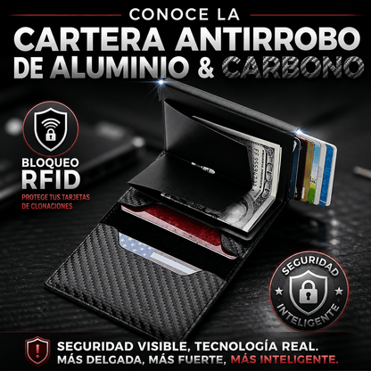 Cartera de Aluminio y Fibra de Carbono Antirrobo