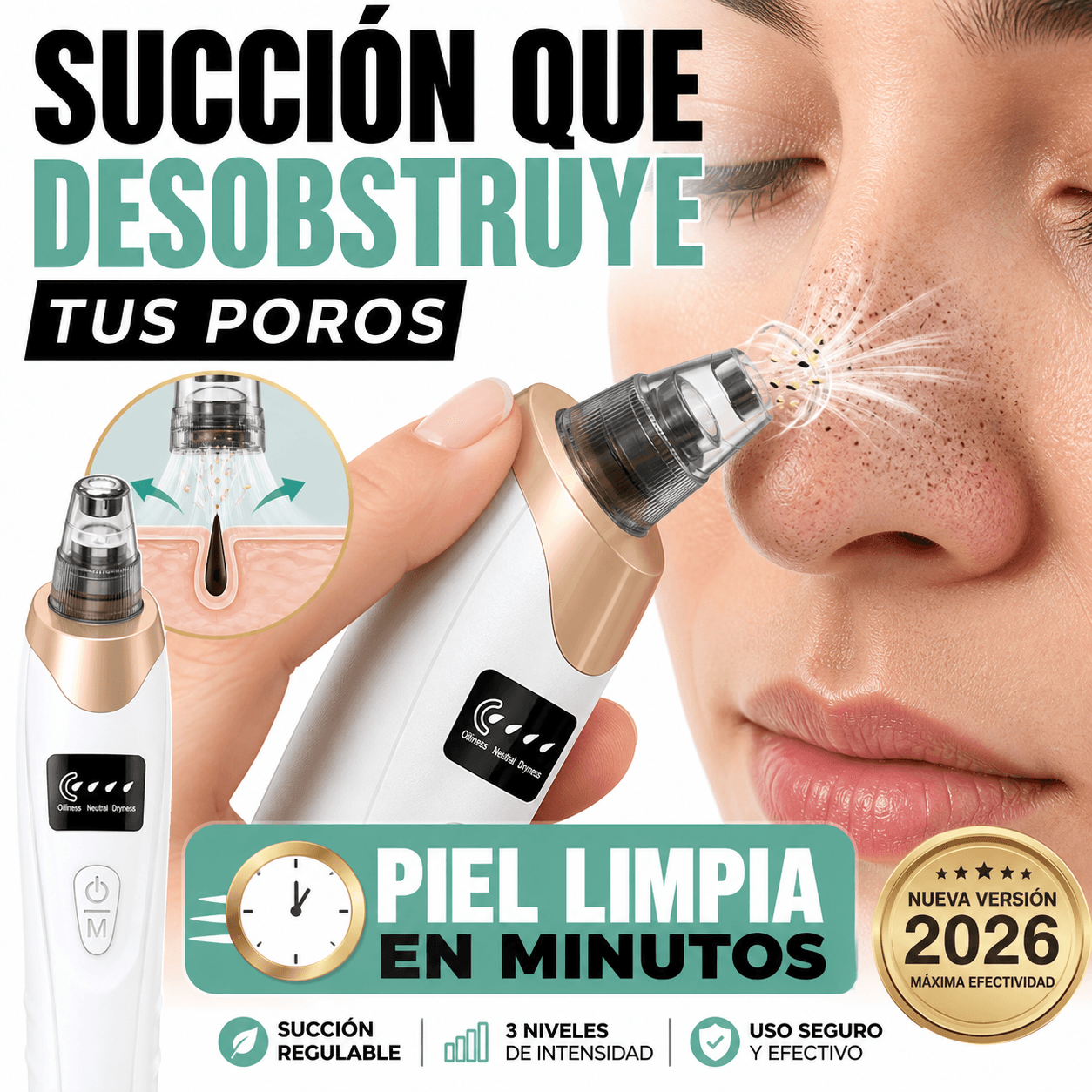Extractor de Puntos Negros Eléctrico con Succión Regulable