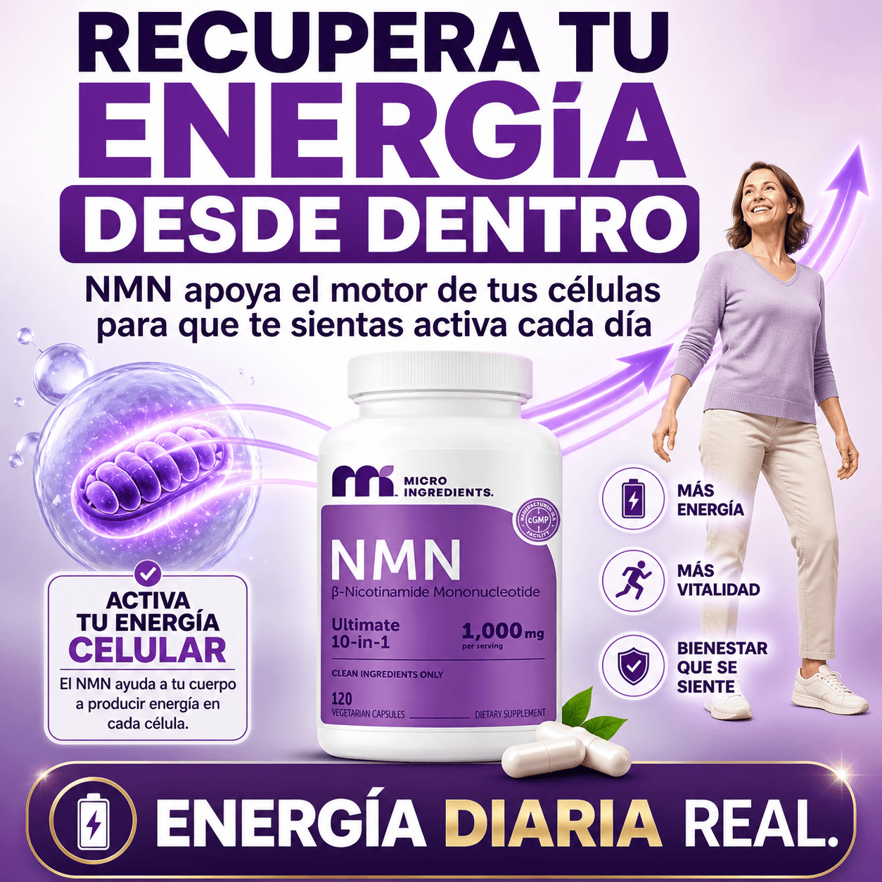 Suplemento NMN Energía y Antienvejecimiento