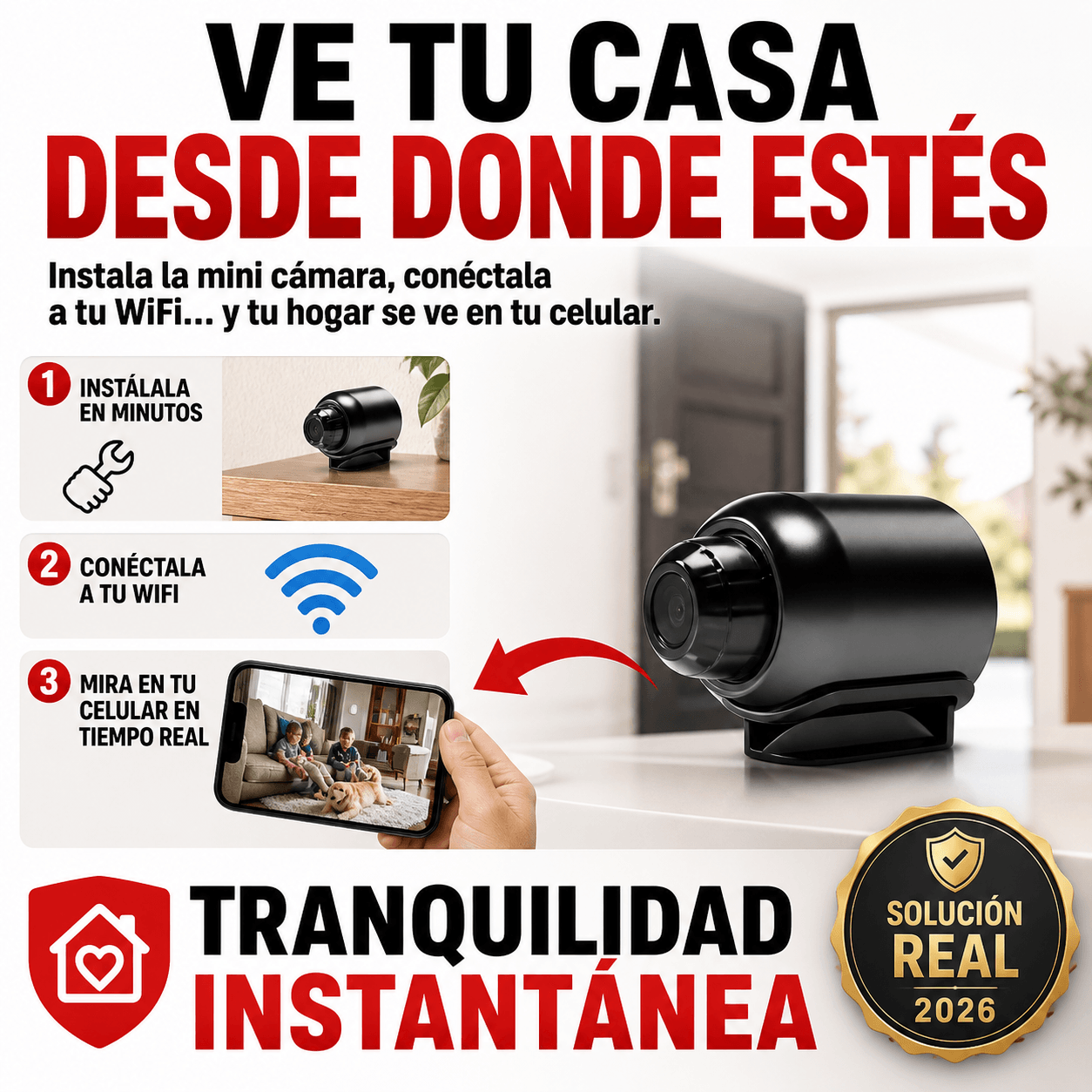 Mini Cámara de Vigilancia WiFi HD 1080P con Visión Nocturna