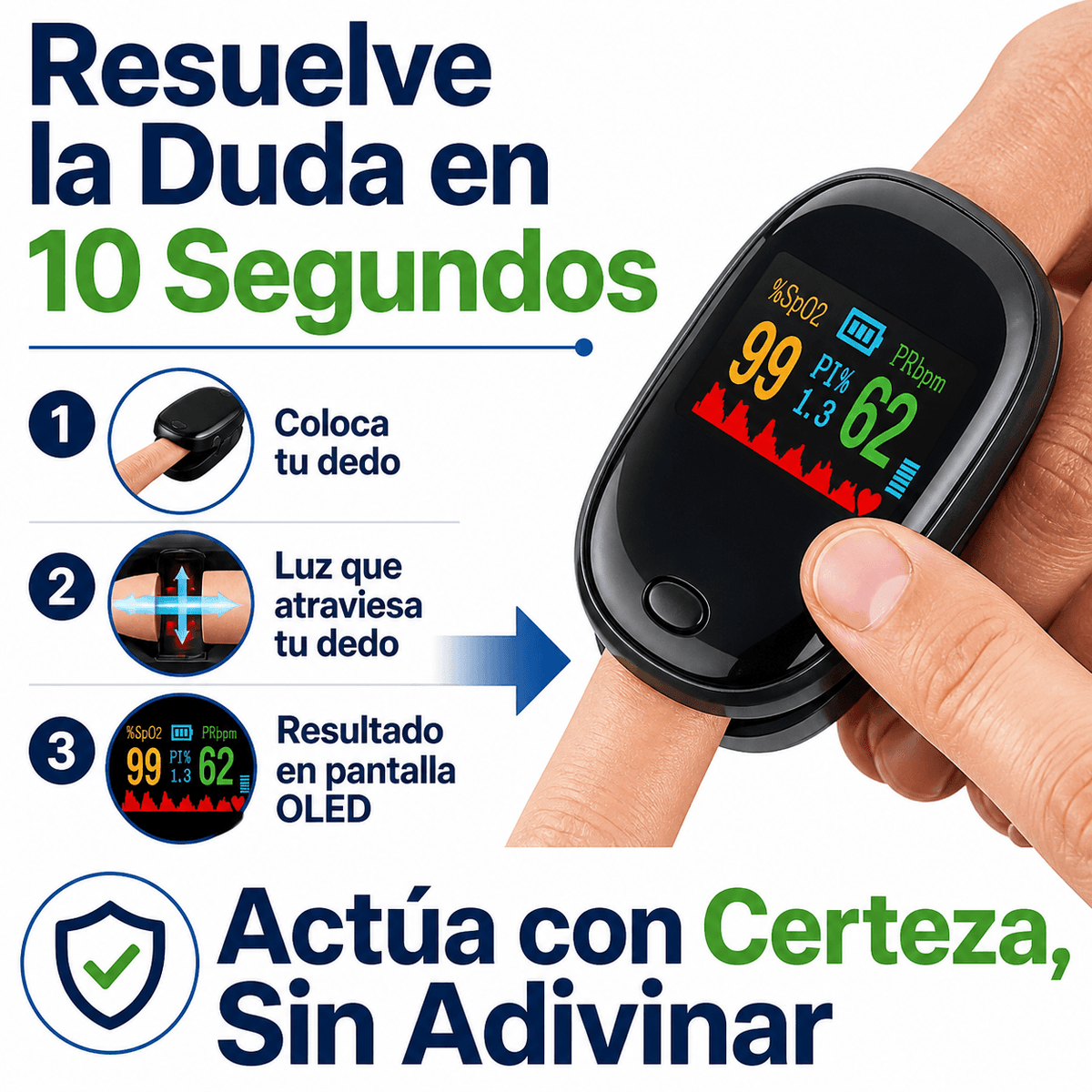 Oxímetro de Dedo con Pantalla OLED SmartHealth®