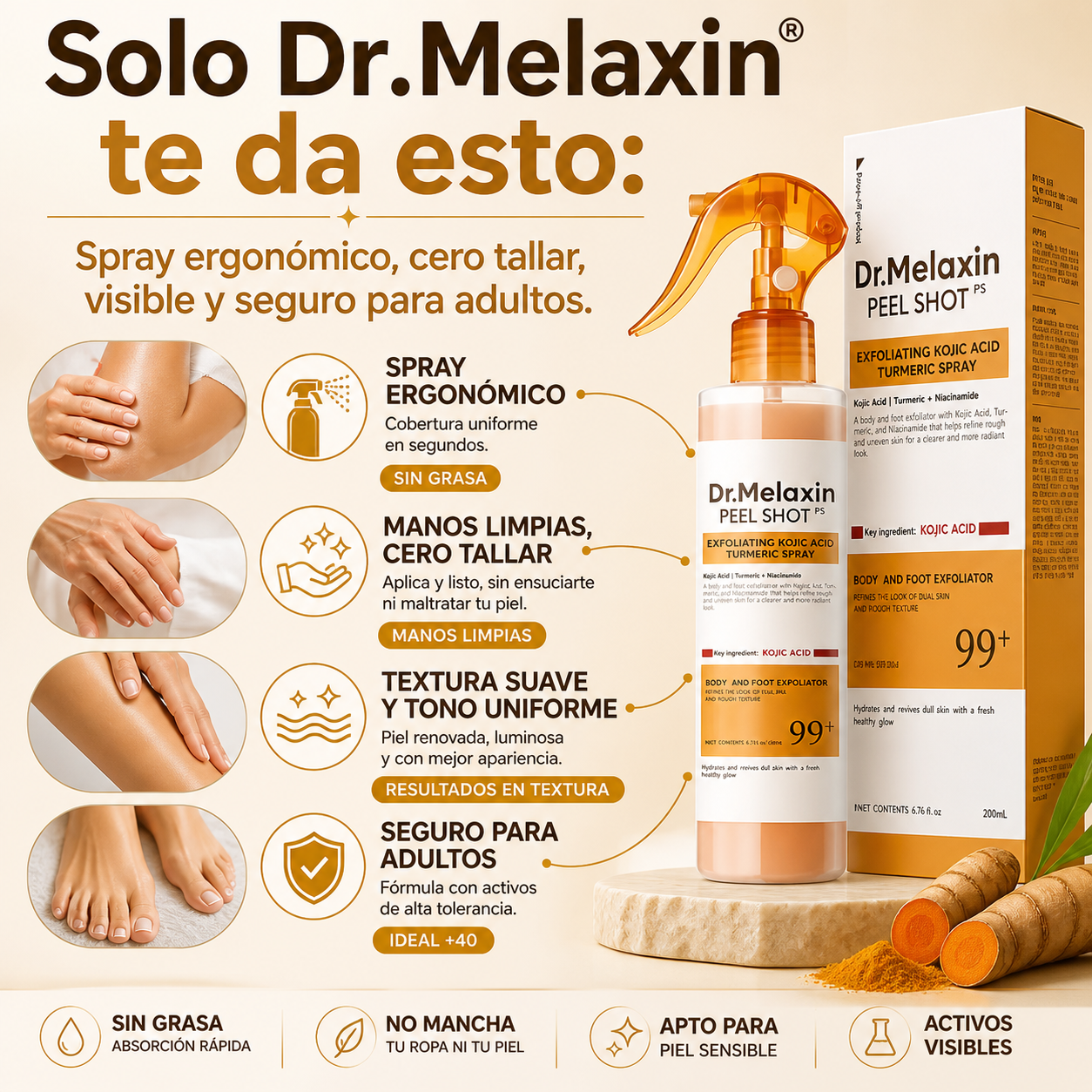 Dr.Melaxin® Spray Exfoliante Turmeric 200ml