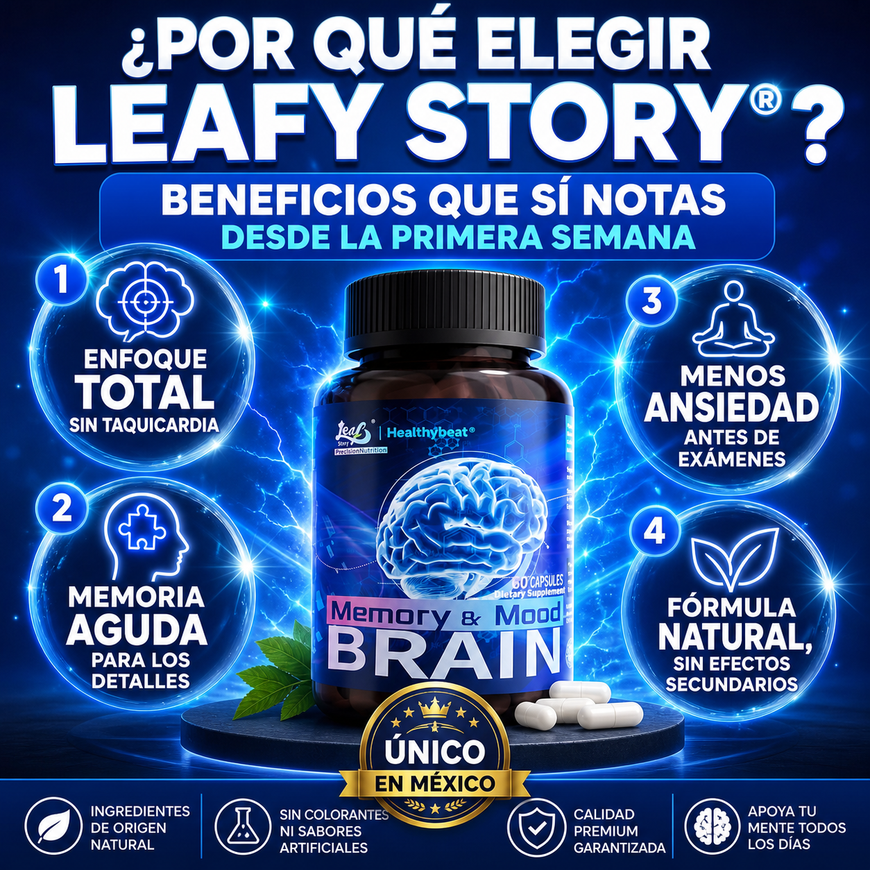 Leafy Story® Suplemento Cerebral 60 Cápsulas