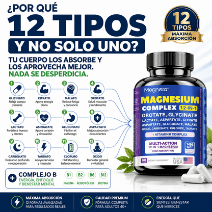 Suplemento de Magnesio Complejo 12-en-1 Alta Absorción