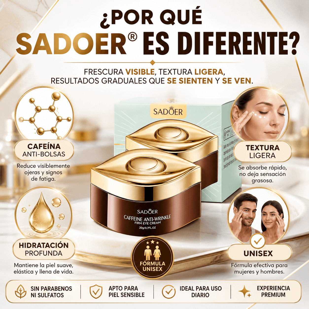 Sadoer® Crema Anti ojeras para 20g