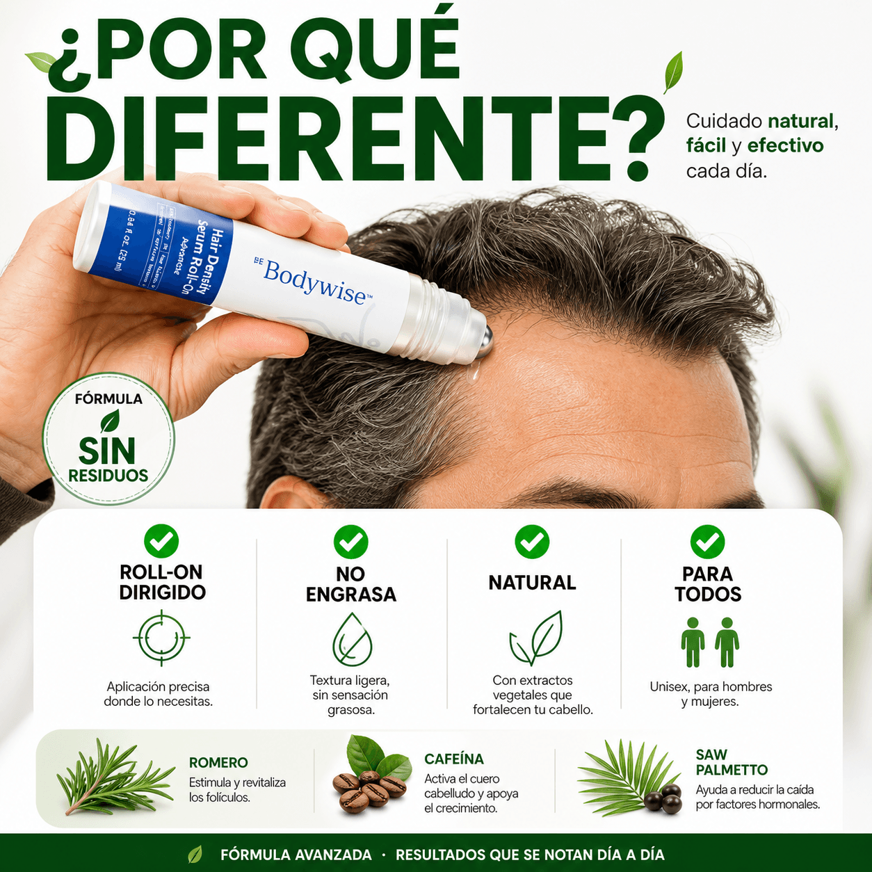 Be Bodywise® Sérum Capilar Roll-On 25 ml con Hierbas Activas