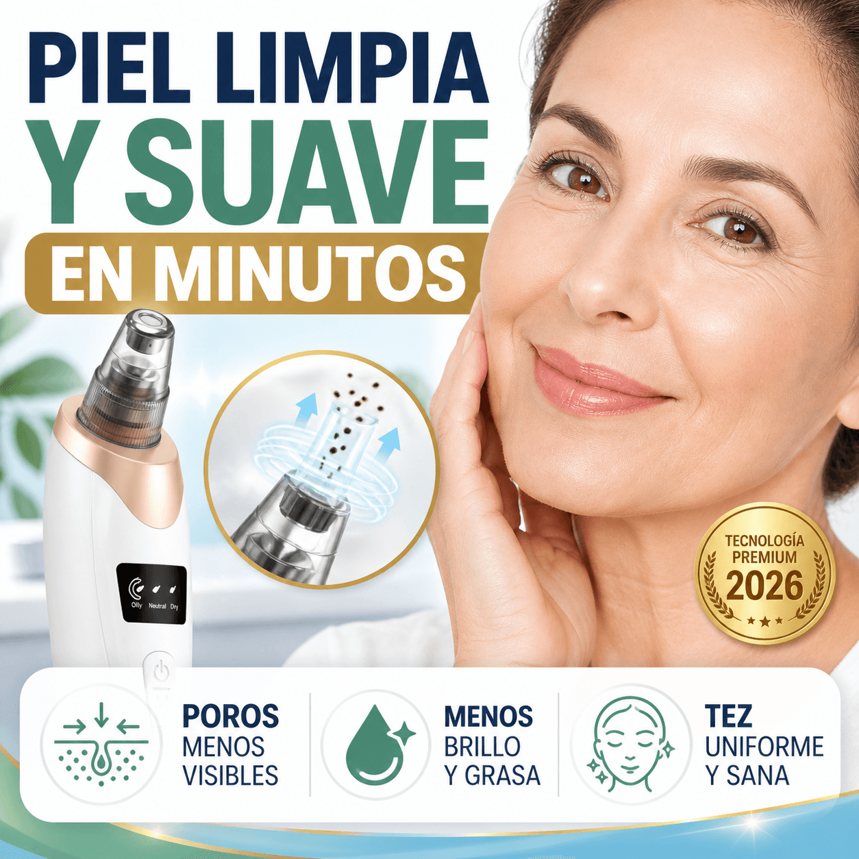 Extractor de Puntos Negros Eléctrico con Succión Regulable