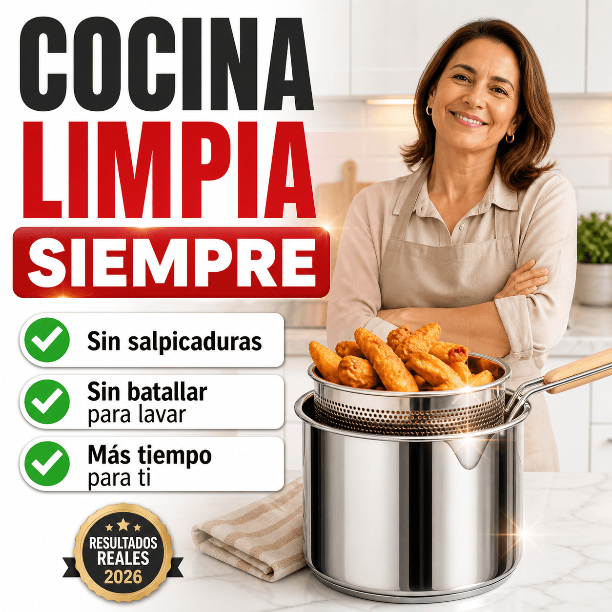 Olla con Colador Acero Inoxidable Antiadherente
