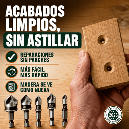 Juego de Brocas Avellanadoras de Acero para Madera