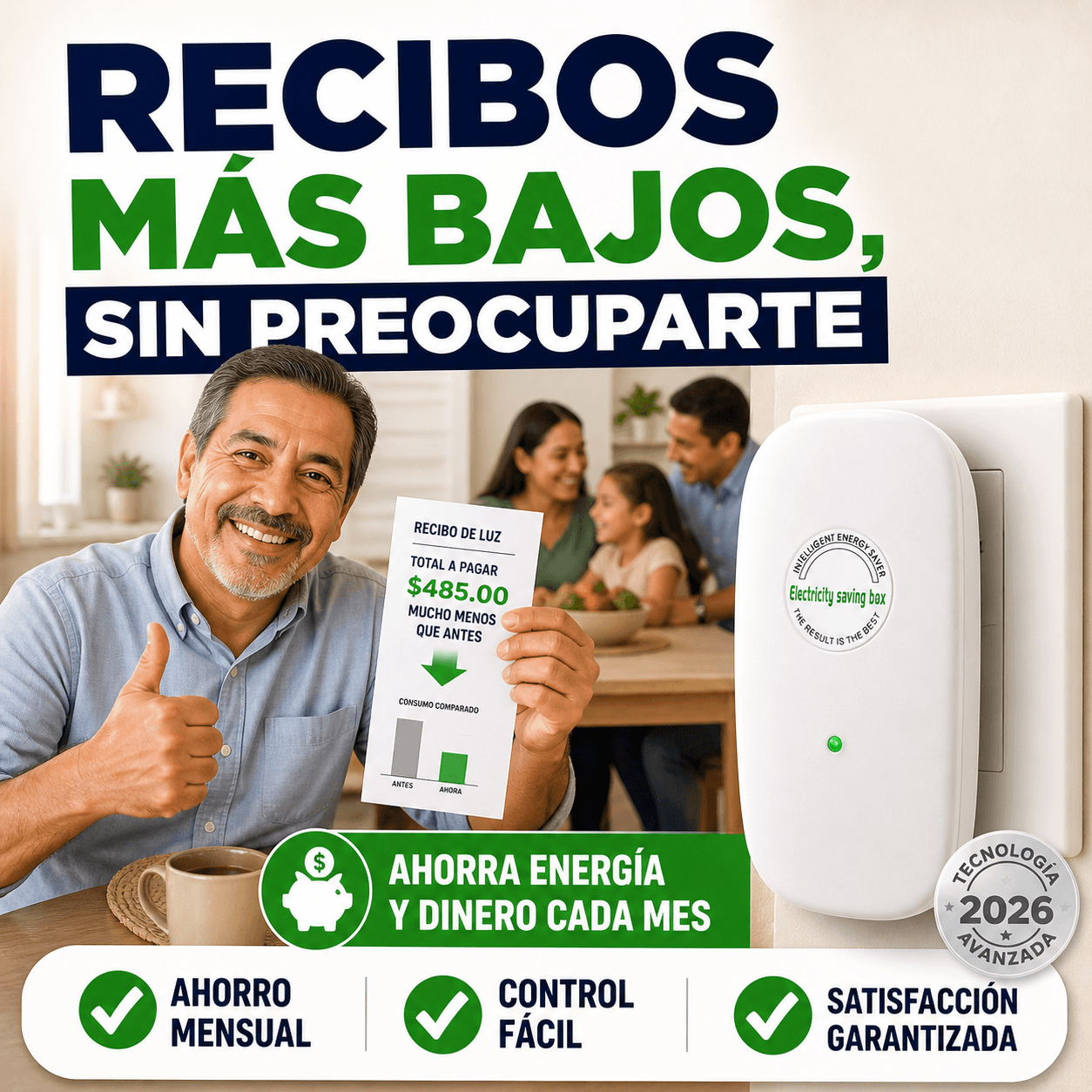 Dispositivo de Ahorro de Energía Inteligente con LED Indicador