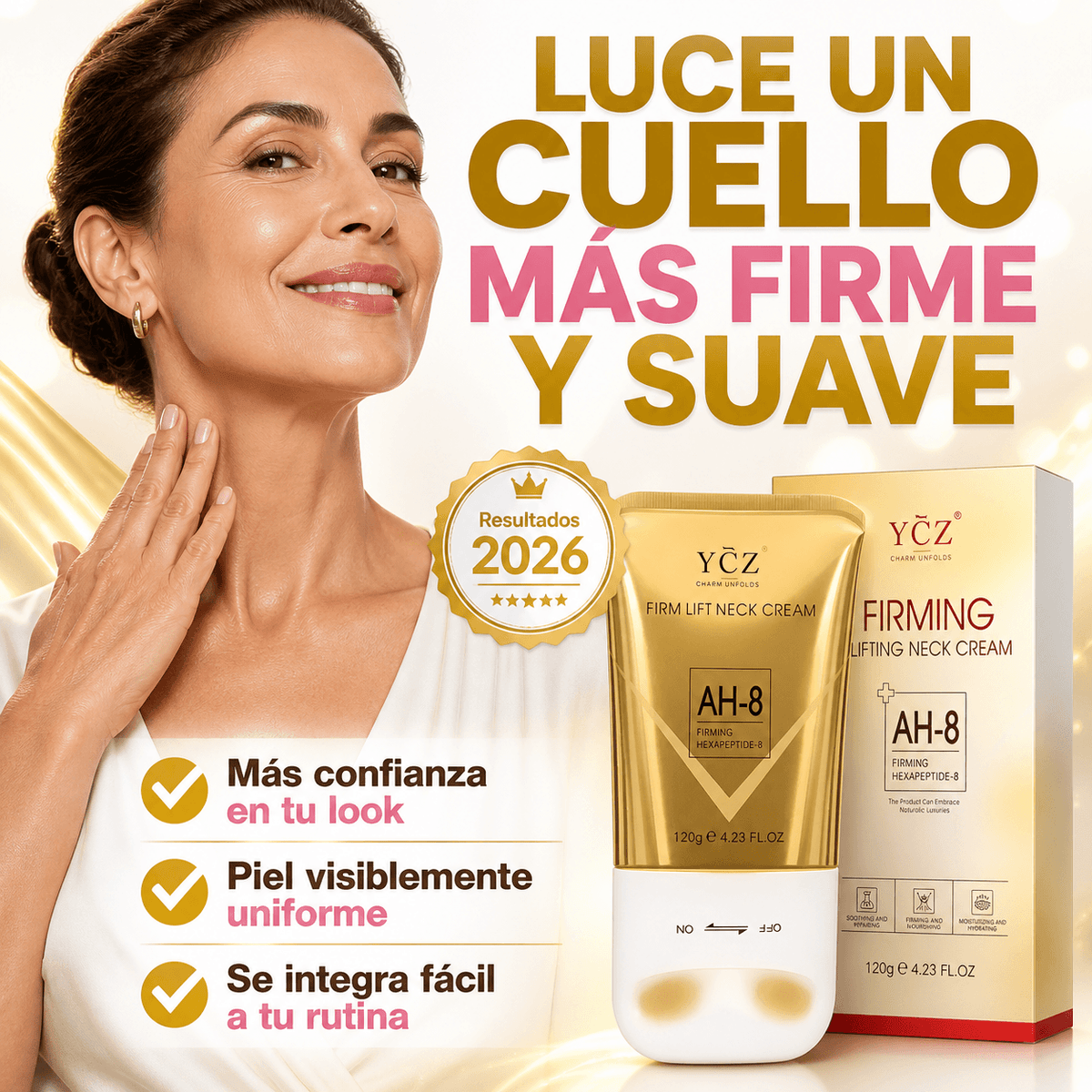 YÇZ® Crema Reafirmante Cuello con AH-8 120g