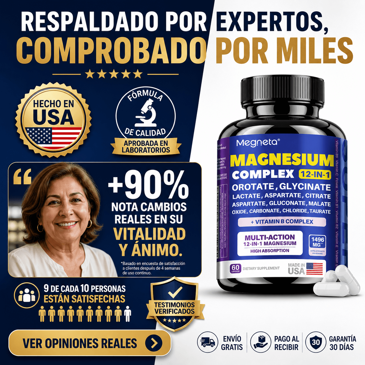 Suplemento de Magnesio Complejo 12-en-1 Alta Absorción