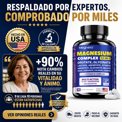 Suplemento de Magnesio Complejo 12-en-1 Alta Absorción