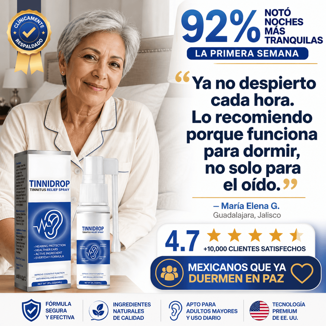 Spray Alivio de Tinnitus con Ingredientes Activos