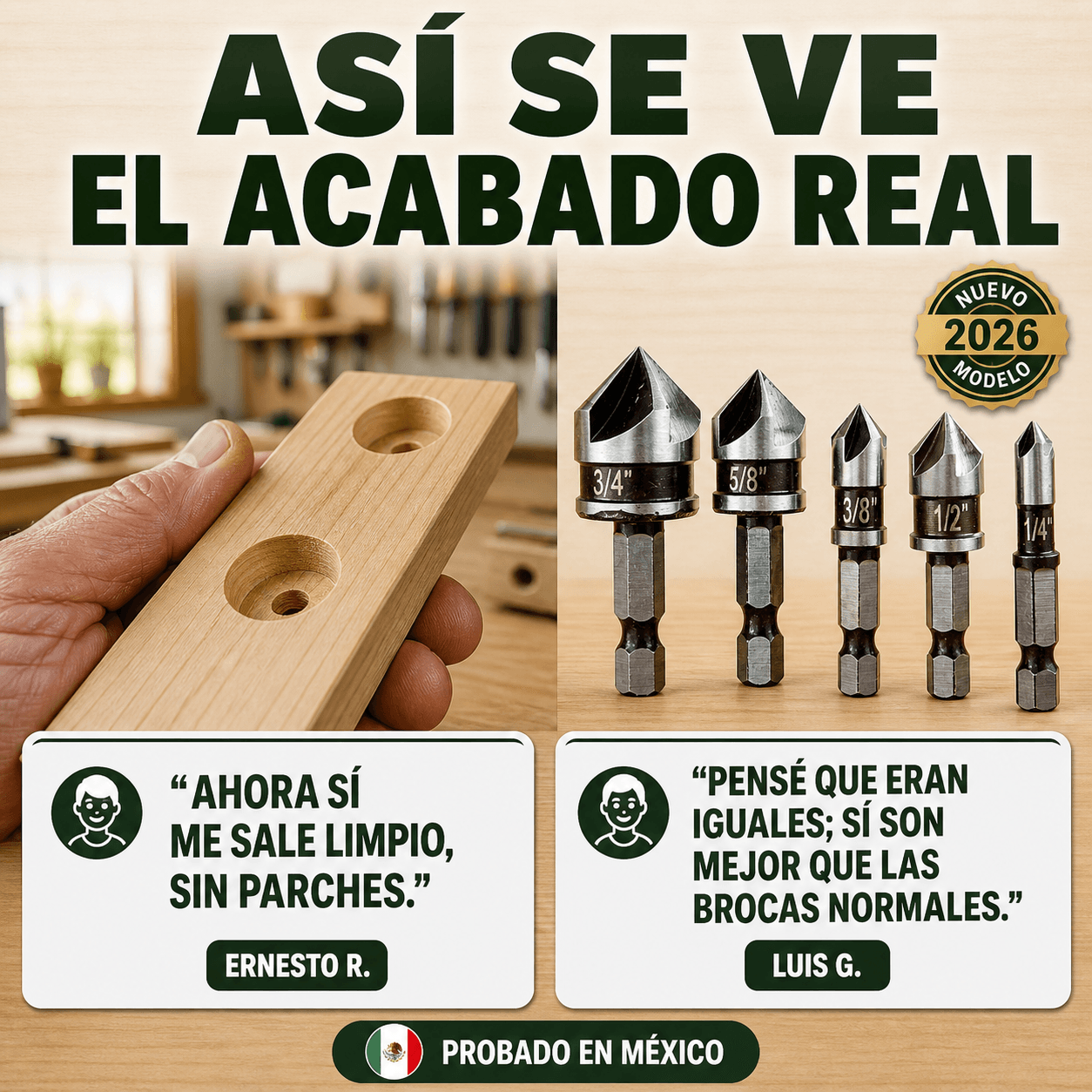 Juego de Brocas Avellanadoras de Acero para Madera
