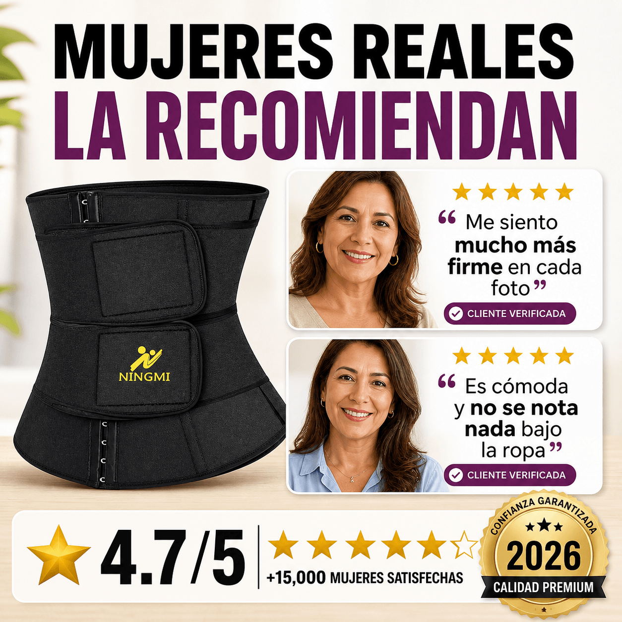 Ningmi® Faja Compresora de Cintura con Velcro