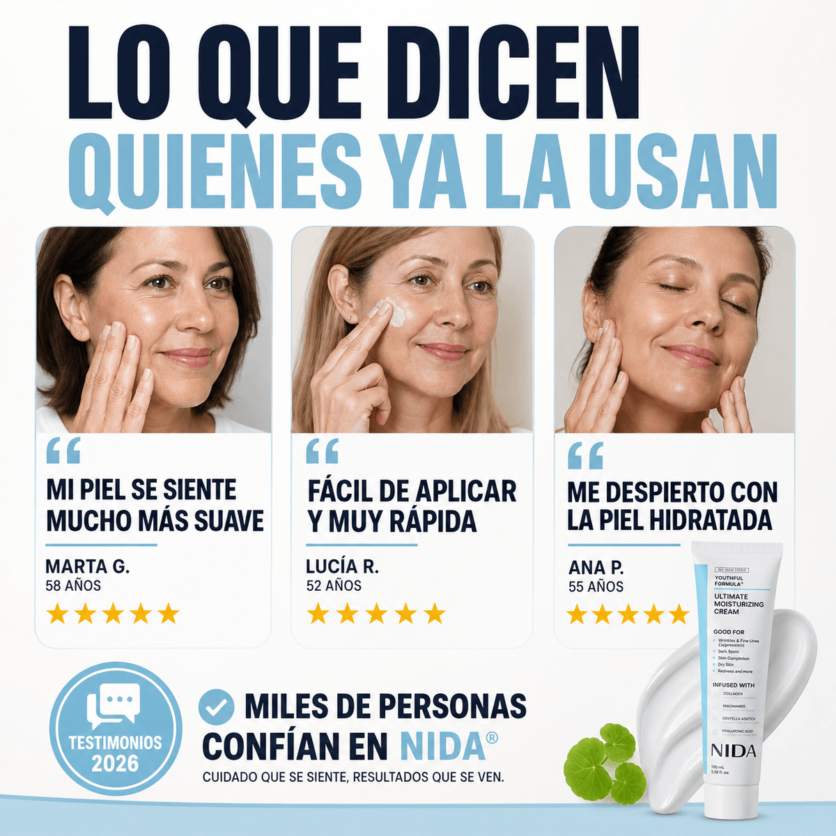 Nida® Crema Hidratante 100 ml con Centella Asiática