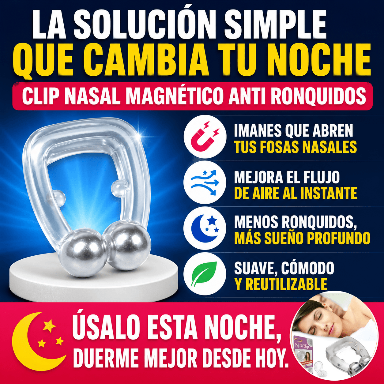 Silent Sleep™ Pinza Nasal Magnética Anti Ronco