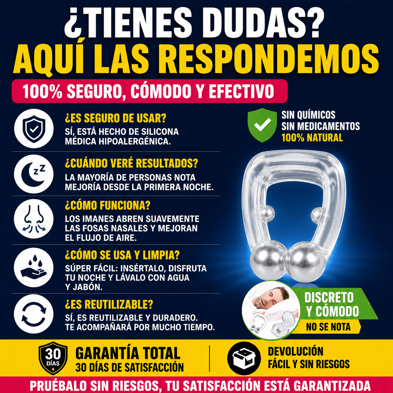 Silent Sleep™ Pinza Nasal Magnética Anti Ronco